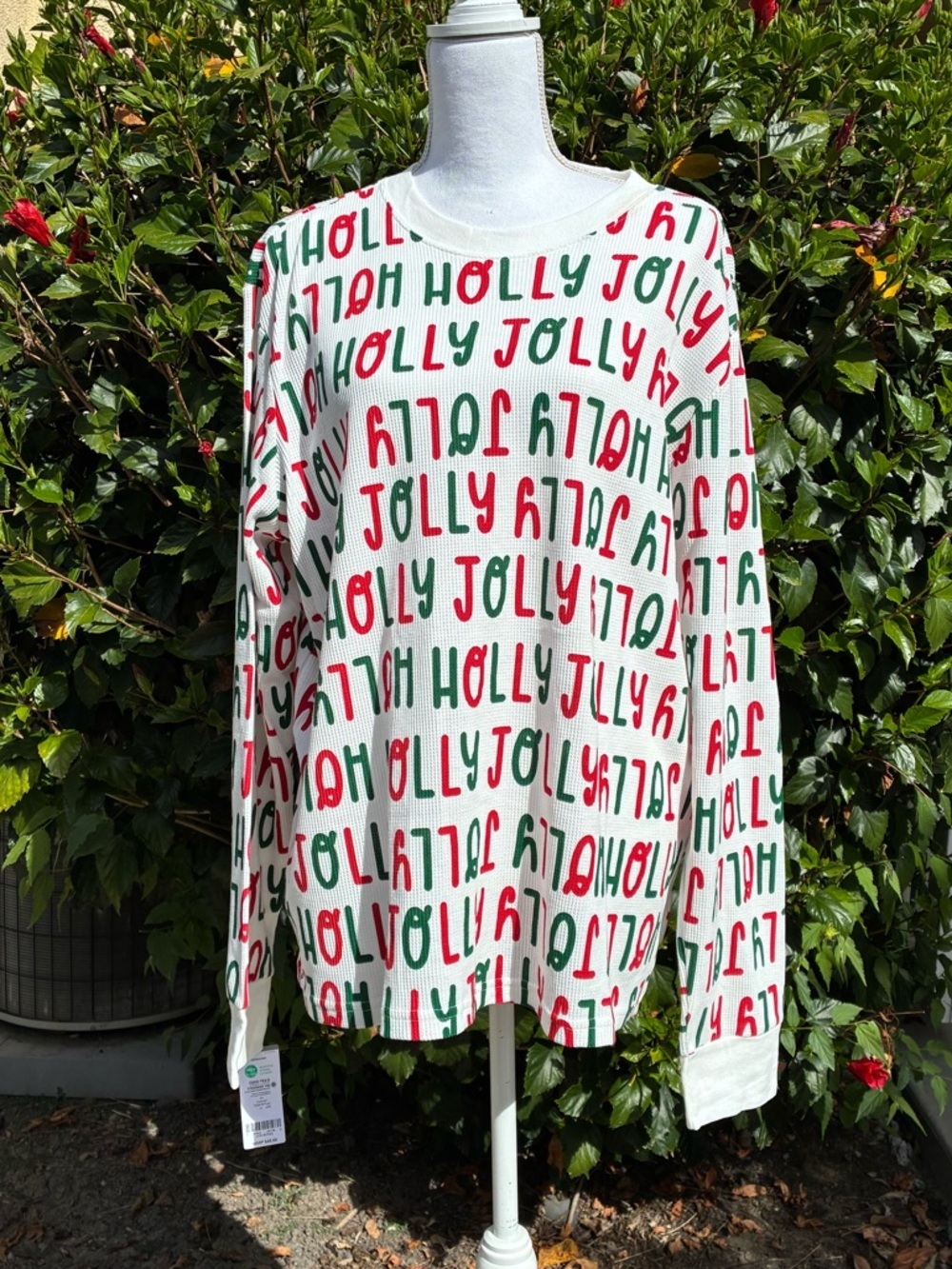 Carter’s Women’s Holiday 'Jolly' Print Thermal Long Sleeve Top NWT XL